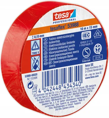 Zdjęcie produktu dla Taśma elektroizolacyjna 5000v pcw 10m:15mm czerwona (h5394703)
