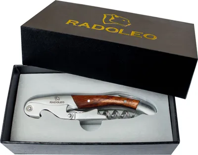 RADOLEO® Kellnermesser PADAUK - Korkenzieher & Weinöffner | Profi Sommeliermesser & Flaschenöffner