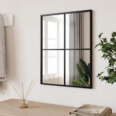 Productafbeelding van Ronde Wandspiegel Zwart 40x50 cm - Decoratieve Ophangspiegel voor Badkamer, Hal en Woonkamer