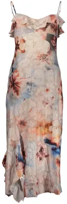 Produktbild von Rosa langes gemustertes Damenkleid mit verstellbaren Trägern