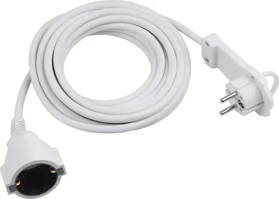 Zdjęcie produktu dla Meister 7432530 - Przedłużacz z gniazdem Schuko - Płaski wtyk - Kabel 5 m - IP20 - Do użytku wewnętrznego - Biały