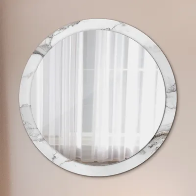 Produktbild von Ø100cm Modern Spiegel - Wandspiegel Wandmontage- Schlafzimmer - weiß marmor