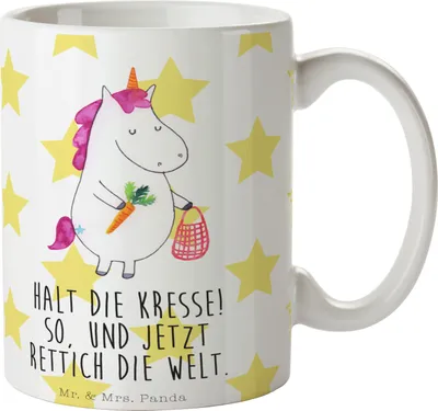 Produktbild von Mr. & Mrs. Panda Pott Einhorn Gemüse - Weiß - Geschenk, Unicorn, Einhörner, Wochenmarkt, Teepott, Becher, haferl, Frühstücksbecher, Kaffeetasse, Biomarkt, Tasse