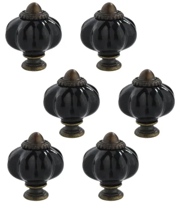 Produktbild von 6 Möbelknöpfe mit Schrauben, schwarze Griffe im Vintage-Stil für Küchenschränke, Kleiderschränke und Kommoden.