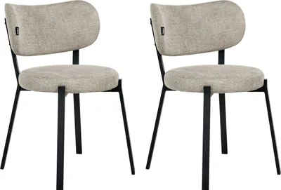 Obrázek produktu pro BELIANI Sada 2 jídelních židlí béžová látkové čalounění bez područek kovové nohy moderní styl kuchyně jídelna