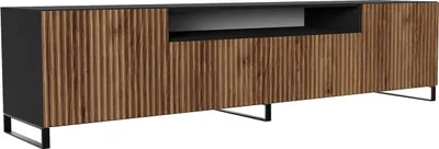 Produktbild von MEBLINI TV-Schrank 200cm Lang - Fernsehschrank - TV Lowboard Industrial - Unterschrank für Fernseher - TV-Unterschrank - TV-Schrank - NOEMI - 200x41x53cm - Schwarz Matt/Catania Eiche