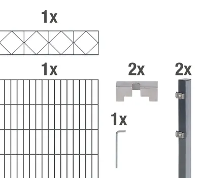 Produktbild von Alberts Doppelstabmattenzaun Bergen, Höhe 100 cm, Länge 2 m, 2 m Matte, anthrazit, zum Einbetonieren