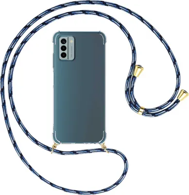 Produktbild von Handykette Backcover-Schutzhülle mit Band (Metall goldfarben) für Nokia G22 (6.5'') - Blautöne