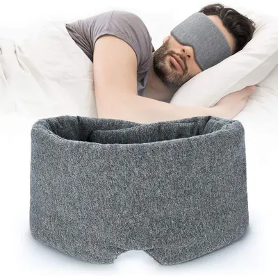 Image de Masque de sommeil en coton fait main, occultant – masque de sommeil confortable et respirant, masque de sommeil réglable, masque de sommeil pour les voyages en avion avec pochette de transport – le meilleur compagnon pour la nuit