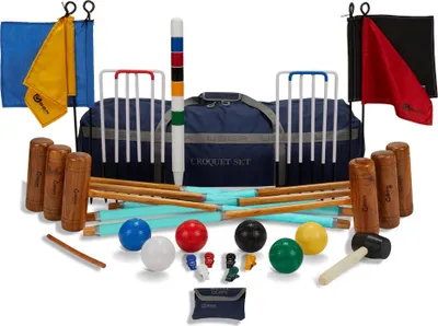 Produktbild von Ubergames - Pro Croquet-Set - Englisches Gartenspiel - 6 Personen - Hartholzschläger - Plastikbälle - Mit Tasche