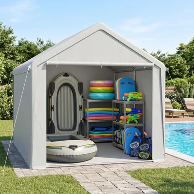 Produktbild von YZNAHRE Carport Zeltgarage 3x4 m Große Garagenzelt Lagerzelt mit Abnehmbar Seitenwände Winterfest Mobile Garage Unterstand Weidezelt für Auto SUV LKW, Grau