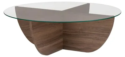 Produktbild von Glas-Couchtisch "Liya" 90 x 90 x 30 cm - Nussbaum