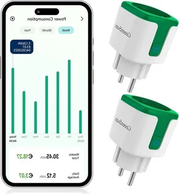 Image de Prise Wi-Fi avec 2 compteurs d'électricité et minuterie pour appareils connectés