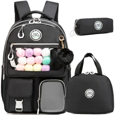 Imagen del producto de Conjunto de mochila escolar para niñas, de 3 piezas, que incluye una lonchera y un estuche, color , ideal para la escuela y