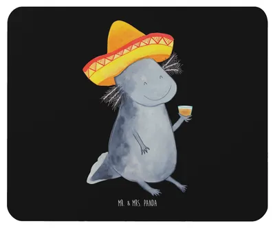 Produktbild von Mr. & Mrs. Panda Mauspad Axolotl Tequila - Schwarz - Geschenk, computermatte, Mousepad, Mexiko, Mouse Pad, computer, Party, mousematte, Mexico, trinken, Urlaub