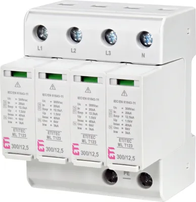 Produktbild von ETI Überspannungsableiter ETITEC ML T123 300/12,5 4+0 002440667 spannung