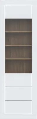 Produktbild von Stauraumvitrine >LEFKADAS< 2 Schübe, 3 Böden, Weiss/Mauvella Eiche Nachbildung - 61,3x196x41,4cm BxHxT