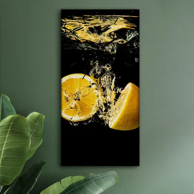 Produktbild von Wohnzimmer Leinwand Uhr Geräuschlos Küche 30x60 Früchte, Spritzen, Motive, schwarze Zeiger