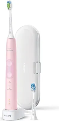 Image de Philips série 5100 HX6856/10, pour adultes, brosse à dents sonique, soin quotidien, soin des gencives, blanchiment, 62 000 mouvements par minute, rose, 2 minutes