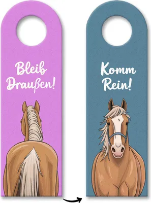 Produktbild von Bleib draußen Komm rein Pferde Türhänger