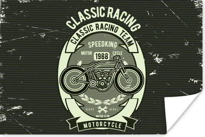 Produktbild von MuchoWow® Poster Motorrad - Vintage - Zeichnung 60x40 cm - Schlafzimmerdekoration
