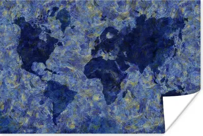 Produktbild von MuchoWow® Poster Weltkarte - Van Gogh - Gemälde 120x80 cm - Bilder