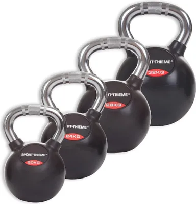 Produktbild von Sport-Thieme Kettlebell-Set "Gummiert mit Chrom-Griff", Schwer