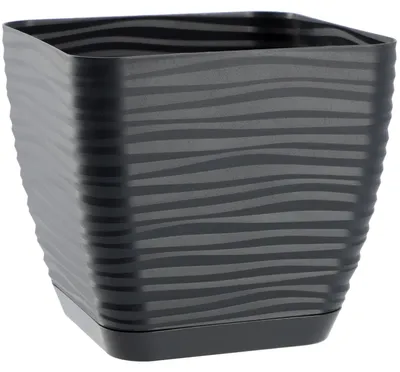 Produktbild von Blumentopf - Quadratischer Übertopf 12 cm - Kunststoff - Für innen und außen - Anthrazitgrau