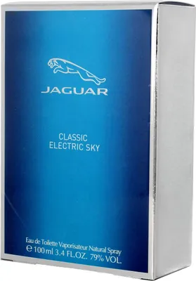 A product box for Jaguar Classic Electric Sky Eau de Toilette.