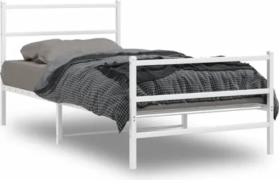 Obrázek produktu pro Rám postele s čelem a podnožkou kovový bílý 100x200 cm