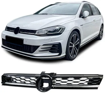 Zdjęcie produktu dla Sportowa atrapa chłodnicy, Czarny połysk z chromem do VW Golf 7 VII Facelift 2017-20