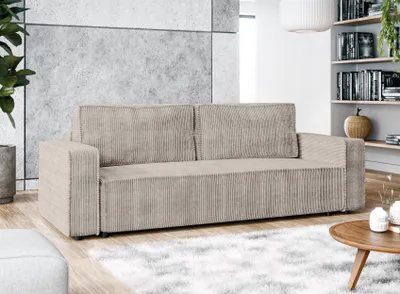 Produktbild von AX LIVING Aydin Cord Sofa 3 Sitzer Sofa mit Schlaffunktion Beige 238cm