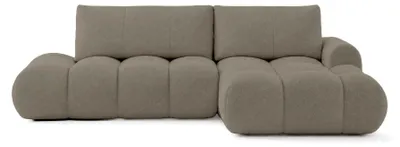 Image de Best Mobilier Yulin - Canapé d'angle ouvert droit 4 places convertible avec coffre en tissu bouclette , Taupe