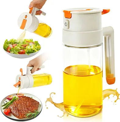 Produktbild von Ölsprüher Glas 650ml, 2-in-1 Ölspender Mit Präzisionssprühdüse, Für Kochen Salat Grill Heißluftfritteuse