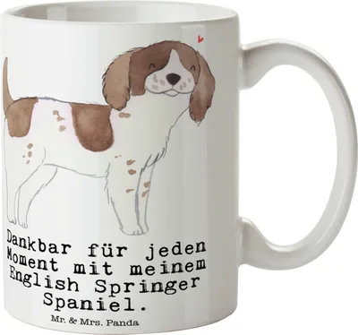Produktbild von Mr. & Mrs. Panda Tasse English Springer Spaniel Moment - Weiß - Geschenk, Kaffeebecher, Kaffeetasse, Trinkbecher, Becher, Kaffeepott