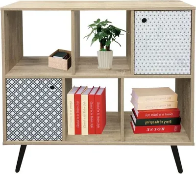 Produktbild von SIT Möbel Sideboard | 4 offene Fächer, 2 Türen | B 98,5 x L 29 x H 87 cm | MDF white wash / blau, weiß | 11709-95 | Serie MAILBOX