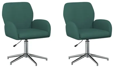 Image de vidaXL - 2 chaises de bureau, 54 x 58 x 90 cm, vert foncé, revêtement en tissu