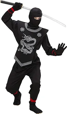 Produktbild von Kinder Ninjakostüm Asia Kämpfer Kriegerkostüm 128 cm 5-7 Jahre