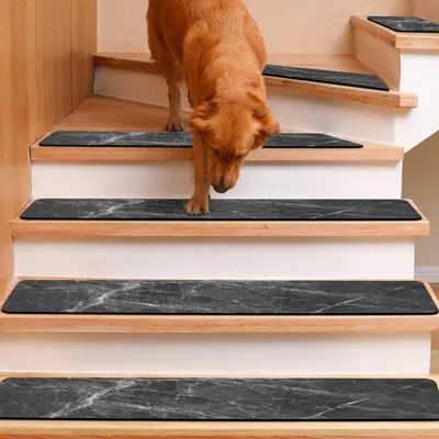 Produktbild von Treppe-Matten - Antirutsch - Set von 15 - Schwarz Marmor - 20 x 76 cm