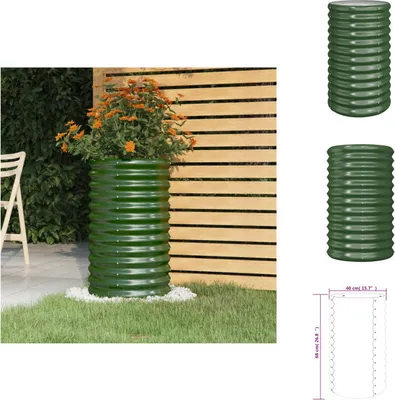 Produktbild von vidaXL Pflanzkübel Pulverbeschichteter Stahl 40x40x68 cm Grün -  Blumentöpfe & Pflanzgefäße