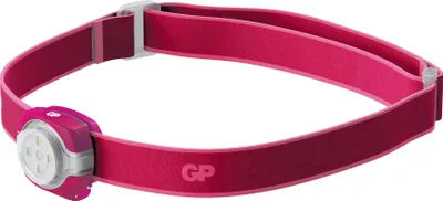 Imagen del producto de Lámpara frontal GP Stirnlampe CH31. 40 lúmenes. 2 pilas CR 2025. Color rosa. Código: 260GPACTCH31002