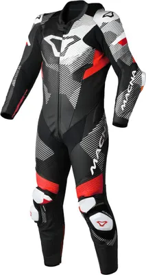Obrázok produktu pre Macna Ignite perforovaná jednodielna motocyklová kožená kombinéza, čierna/červená/biela, veľkosť 54