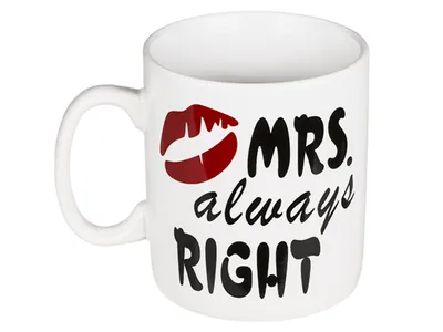 Obrázok produktu pre Veľký keramický hrnček s nápisom Mrs. Always Right