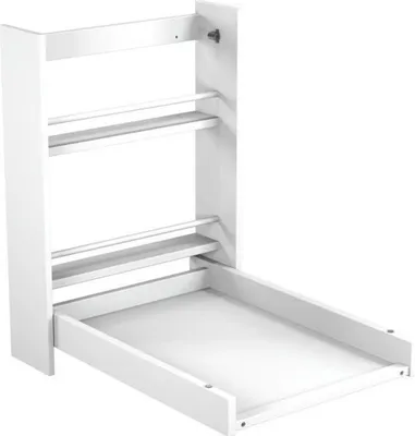 Produktbild von AT4 - Wandwickeltisch EAZY Weiß | Offene Maße (L x B x H): 56 x 77,5 x 78 cm | Maße zusammengeklappt (L x B x H): 56 x 18 x 78 cm | 2 Lagerregale | Einfach zu verwenden