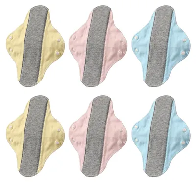 Produktbild von 6 wiederverwendbare, waschbare Menstruationsbinden, auslaufsicher, wasserdicht, atmungsaktiv, aus Graphengewebe, Inkontinenzbinden, Damenbinden für Senioren