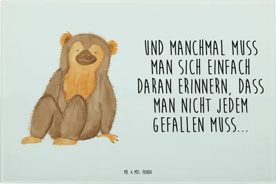 Produktbild von Mr. & Mrs. Panda Schneidebrett Glas Affe - Weiß - Geschenk, Aus, Respekt, Afrika, Liebe, schneidbrett, Glasbrett, Motivation, Selfcare, Schneideplatte, Affen