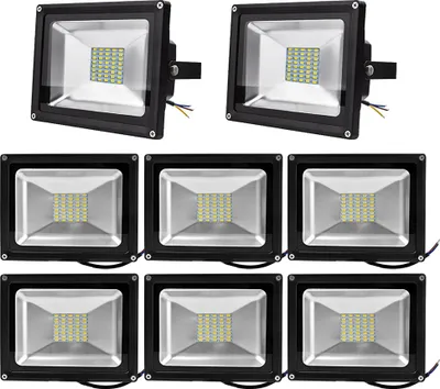 Immagine prodotto di 8 pezzi LED Floodlight 30W, Greenmigo IP65 impermeabile nero bianco caldo 120° LED proiettore da esterno Floodlight AC 85-265V bianco luce diurna