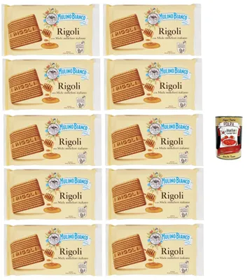 Produktbild von Mulino Bianco Rigoli - Shortbread-Kekse mit Italienischem Wildblumenhonig - Italienische Kekse Biscuit 10x 400g + Italian Gourmet polpa 400g