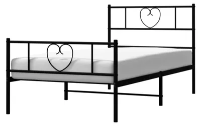 Produktbild von Bettgestell mit Kopf- und Fußteil, Metallbett mit Lattenrost, Einzelbett für Gäste, Metall Schwarz 90x190cm