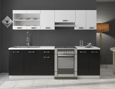 Obrázek produktu pro Moderní kuchyně 240/240 cm s LED osvětlením TAO 2 - černá / bílá